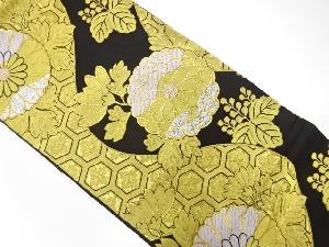 アンティーク　流水に菊桐花亀甲模様織出し袋帯（着用可）